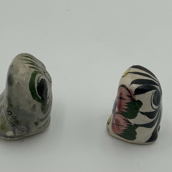 2 Tonala Mexican Pottery Owls Sculpture Ceramics Hand Painted - Picture 4 of 7